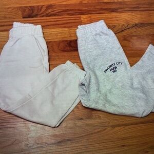 Kids Sweatpants Set - Cream and Gray